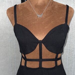 Foreign Exchange Elegant Black Cutout Dress